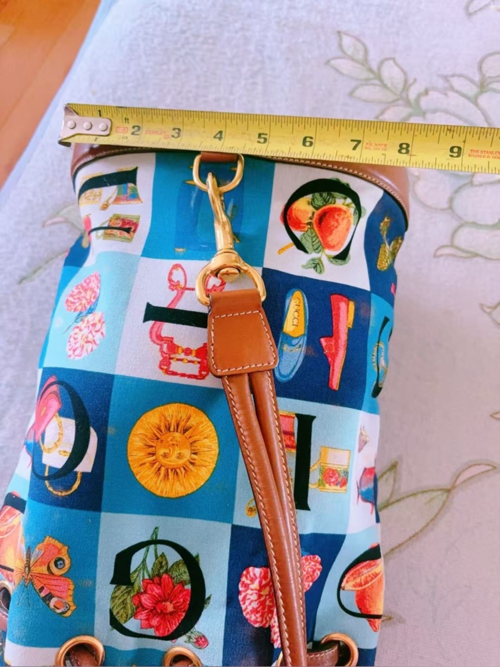 Vintage Gucci Shimo Leather Canvas Backpack All-Over Pattern RARE Vintage 1980s - Picture 9 of 15